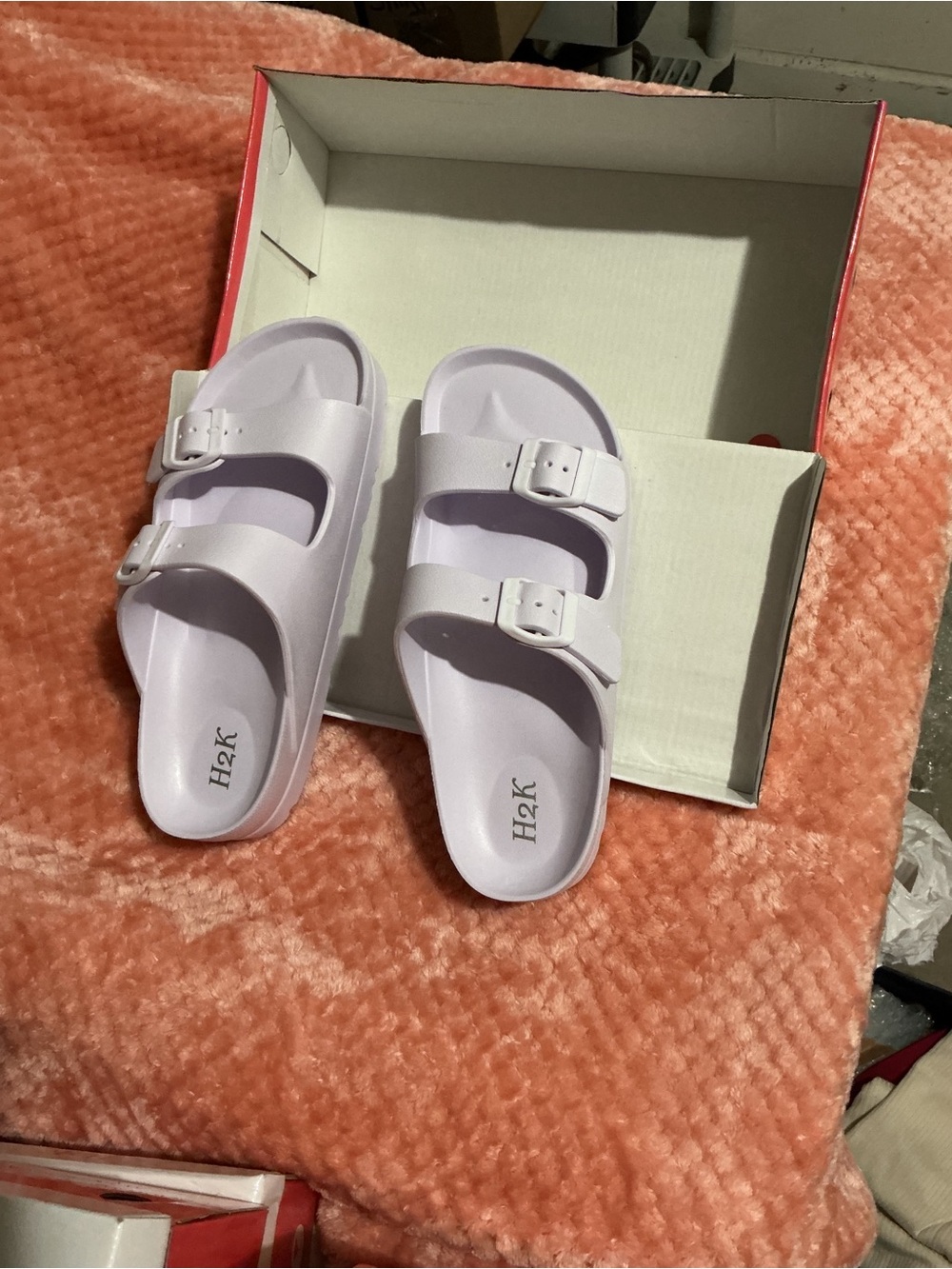 Lilac Double-Buckle Slide Sandals